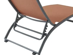 MYLIA Ligstoel-Set Van 2 Ligstoelen Met Verschillende Standen Van Aluminium En Textileen - Terracotta - Saranda Van
