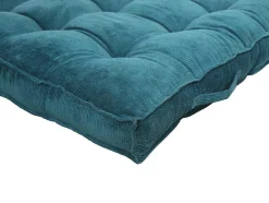 OZAIA Huistextiel-Set Van 1 Matras + 2 Palletkussens Van Ribfluweel - Blauw - Baila