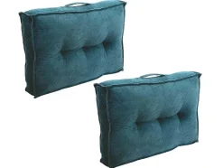 OZAIA Huistextiel-Set Van 1 Matras + 2 Palletkussens Van Ribfluweel - Blauw - Baila