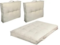 OZAIA Huistextiel-Set Van 1 Matras + 2 Palletkussens Van Ribfluweel - Beige - Baila