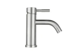 Shower & Design Kraan-Set Van 2 Mechanische Mengkranen Met Ronde Vorm Van Roestvrij Staal - Geborsteld Nikkelkleurig - H17 Cm - Salavan