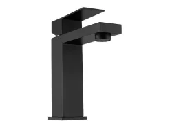 Shower & Design Kraan-Set Van 2 Mechanische Mengkranen Met Vierkante Vorm Van Geborsteld Roestvrij Staal - Mat Zwart - H17,3 Cm - Canilas