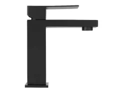 Shower & Design Kraan-Set Van 2 Mechanische Mengkranen Met Vierkante Vorm Van Geborsteld Roestvrij Staal - Mat Zwart - H17,3 Cm - Canilas
