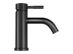Shower & Design Kraan-Set Van 2 Mechanische Mengkranen Met Ronde Vorm Van Geborsteld Roestvrij Staal - Mat Zwart - H17 Cm - Salavan