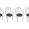 MYLIA Tuinset-Set Van 4 Metalen Tuinstoelen Met Smeedijzereffectt Met Armleuningen - Antraciet - Guermantes