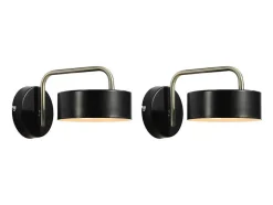 OZAIA Wandlamp-Set Van 2 Metalen Wandlampen In Vintage Stijl - L24 X H14,5 Cm - Zwart En Goudkleurig - Otilie