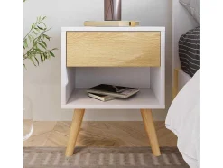 ModernLuxe Nachtkastje-Set Van 2 Nachtkastjes - 1 Lade En 1 Nis - Wit
