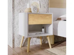 ModernLuxe Nachtkastje-Set Van 2 Nachtkastjes - 1 Lade En 1 Nis - Wit