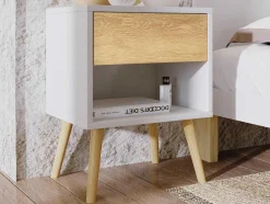 ModernLuxe Nachtkastje-Set Van 2 Nachtkastjes - 1 Lade En 1 Nis - Wit