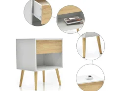 ModernLuxe Nachtkastje-Set Van 2 Nachtkastjes - 1 Lade En 1 Nis - Wit