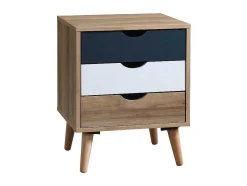 Vente-unique Kindermeubel-Set Van 2 Nachtkastjes 3 Lades - Kleur: Naturel, Wit En Marineblauw - Lurvia