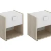 Vente-unique Kindermeubel-Set Van 2 Nachtkastjes Met 1 Lade En 1 Nis - Sonia - Materiaal: Naturel En Wit - Sonia