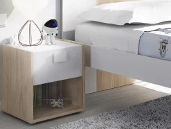 Vente-unique Kindermeubel-Set Van 2 Nachtkastjes Met 1 Lade En 1 Nis - Sonia - Materiaal: Naturel En Wit - Sonia