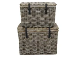 OZAIA Opbergaccessoire-Set Van 2 Opbergkoffers Van Kubu Nefta - L80 X D45 X H55 Cm En L70 X D35 X H45 Cm - Natuurlijk Grijs