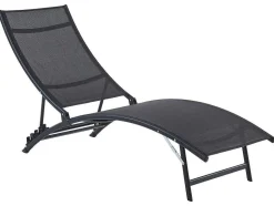 MYLIA Ligstoel-Set Van 2 Opstapelbare Ligstoelen Van Aluminium En Textileen - Zwart - Zensia