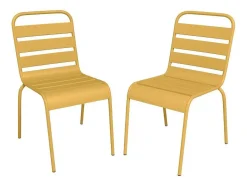 MYLIA Tuinset-Set Van 2 Opstapelbare Tuinstoelen Van Metaal - Mosterdgeel - Mirmande Van