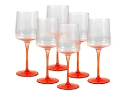 OZAIA Tafelservies-Set Van 6 Oranje Wijnglazen Op Voet 27 Cl - D. 9,5 X H.13Cm - Coraly