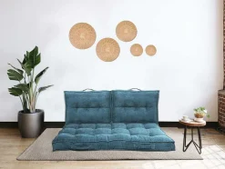 OZAIA Huistextiel-Set Van 2 Palletkussens Van Ribfluweel - L60 X D40 Cm - Blauw - Baila