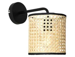 OZAIA Wandlamp-Set Van 2 Rieten Wandlampen In Etnische Stijl Neirobi - Ijzer En Rotan - H. 25 Cm - Zwart En Naturel