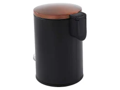 OZAIA Keukenaccessoire En -Opbergruimte-Set Van 2 Roestvrijstalen Pedaalemmers Pira - 30L En 3L - Zwart En Koper