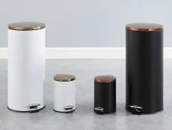 OZAIA Keukenaccessoire En -Opbergruimte-Set Van 2 Roestvrijstalen Pedaalemmers Pira - 30L En 3L - Wit En Goudkleurig
