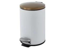 OZAIA Keukenaccessoire En -Opbergruimte-Set Van 2 Roestvrijstalen Pedaalemmers Pira - 30L En 3L - Wit En Goudkleurig