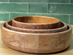 OZAIA Tafelservies-Set Van 3 Schaaltjes Van Mangohout - D17, 15 Et 12 Cm - Naturel - Valisa
