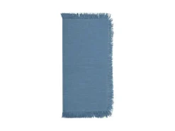 OZAIA Textiel Voor Eettafel-Set Van 4 Servetten Met Franje - Katoen - 45 X 45 Cm - Marineblauw - Pola