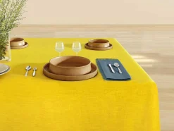 OZAIA Textiel Voor Eettafel-Set Van 4 Servetten Met Franje - Katoen - 45 X 45 Cm - Marineblauw - Pola