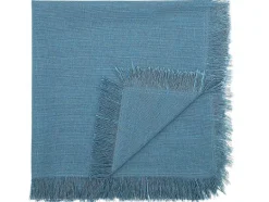 OZAIA Textiel Voor Eettafel-Set Van 4 Servetten Met Franje - Katoen - 45 X 45 Cm - Marineblauw - Pola