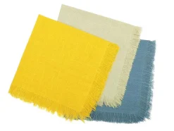 OZAIA Textiel Voor Eettafel-Set Van 4 Servetten Met Franje - Katoen - 45 X 45 Cm - Beige - Pola