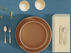 OZAIA Textiel Voor Eettafel-Set Van 4 Servetten Met Franje - Katoen - 45 X 45 Cm - Beige - Pola