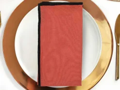 OZAIA Textiel Voor Eettafel-Set Van 4 Servetten Van Katoen En Linnen - 45 X 45 Cm - Terracotta - Borina