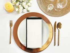 OZAIA Textiel Voor Eettafel-Set Van 4 Servetten Van Katoen En Linnen - 45 X 45 Cm - Gebroken Wit - Borina