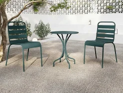 MYLIA Tuinset-Set Van 2 Stapelbare Metalen Tuinstoelen - Dennengroen - Mirmande Van