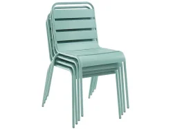 MYLIA Tuinset-Set Van 2 Stapelbare Metalen Tuinstoelen Mirmande - Amandelgroen