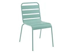 MYLIA Tuinset-Set Van 2 Stapelbare Metalen Tuinstoelen Mirmande - Amandelgroen