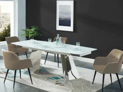 Vente-unique Stoel-Set Van 2 Stoelen Heka - Met Armleuningen - Stof En Metaal - Beige