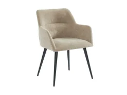 Vente-unique Stoel-Set Van 2 Stoelen Heka - Met Armleuningen - Stof En Metaal - Beige