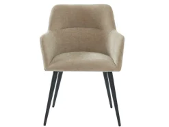 Vente-unique Stoel-Set Van 2 Stoelen Heka - Met Armleuningen - Stof En Metaal - Beige
