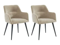Vente-unique Stoel-Set Van 2 Stoelen Heka - Met Armleuningen - Stof En Metaal - Beige
