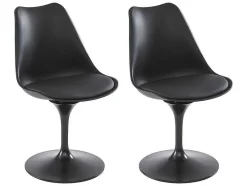 Vente-unique Stoel-Set Van 2 Stoelen In Polypropeen, Kunstleer En Metaal - Zwart - Xafy