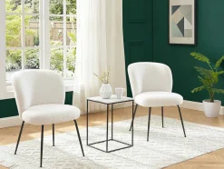 Vente-unique Stoel-Set Van 2 Stoelen In Ribfluweel En Metaal - Wit - Polpona Van Pascal Morabito
