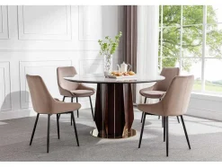Vente-unique Stoel-Set Van 2 Stoelen Masurie - Fluweel - Taupe