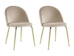 Vente-unique Stoel-Set Van 2 Stoelen Melbourne - Fluweel En Goudkleurig Metaal - Beige