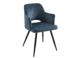 Vente-unique Stoel-Set Van 2 Stoelen Met Armleuningen Van Stof En Zwart Metaal - Blauw - Kadija