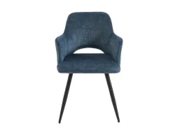 Vente-unique Stoel-Set Van 2 Stoelen Met Armleuningen Van Stof En Zwart Metaal - Blauw - Kadija