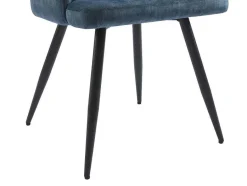 Vente-unique Stoel-Set Van 2 Stoelen Met Armleuningen Van Stof En Zwart Metaal - Blauw - Kadija