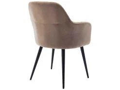 Vente-unique Stoel-Set Van 2 Stoelen Met Armleuningen Eleana - Fluweel En Zwart Metaal - Beige