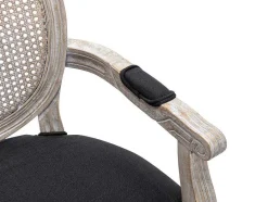 Vente-unique Stoel-Set Van 2 Stoelen Met Armleuningen - Riet, Stof En Heveahout - Zwart - Antoinette